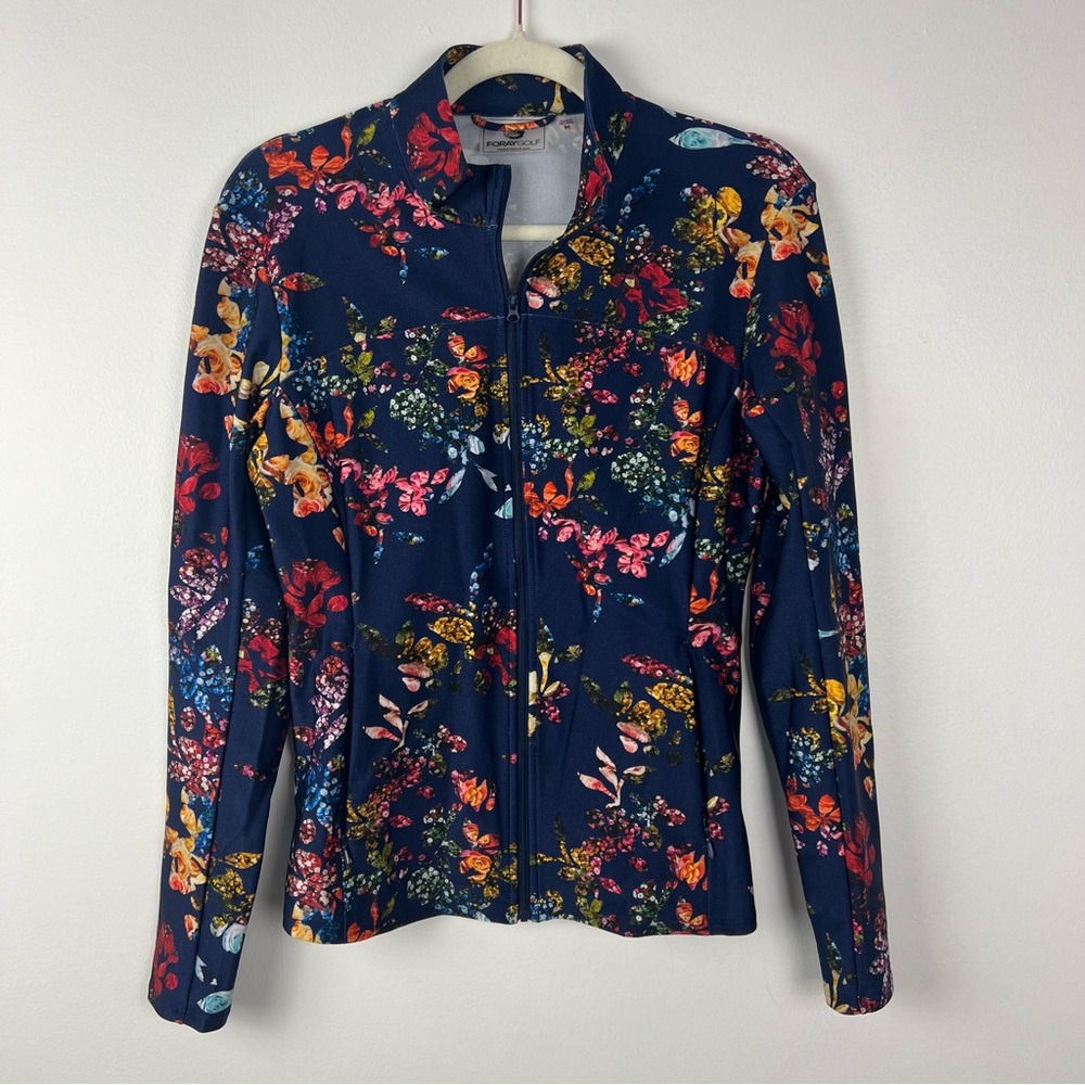 Foray Golf Zip Front Fitted Jacket Floral Size Medium